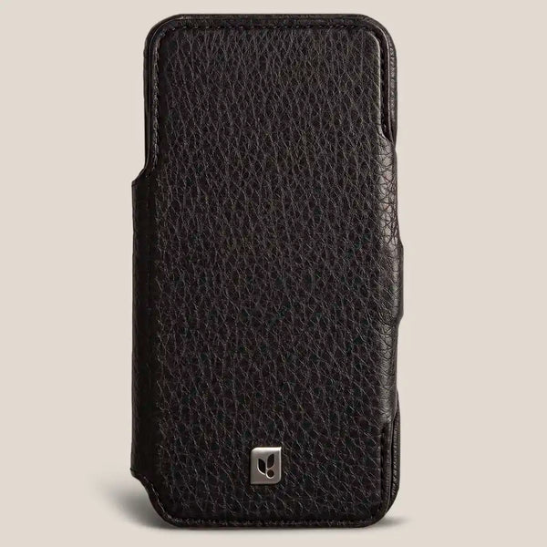 Vaja Folio leather case for iPhone 18 Pro Max in black