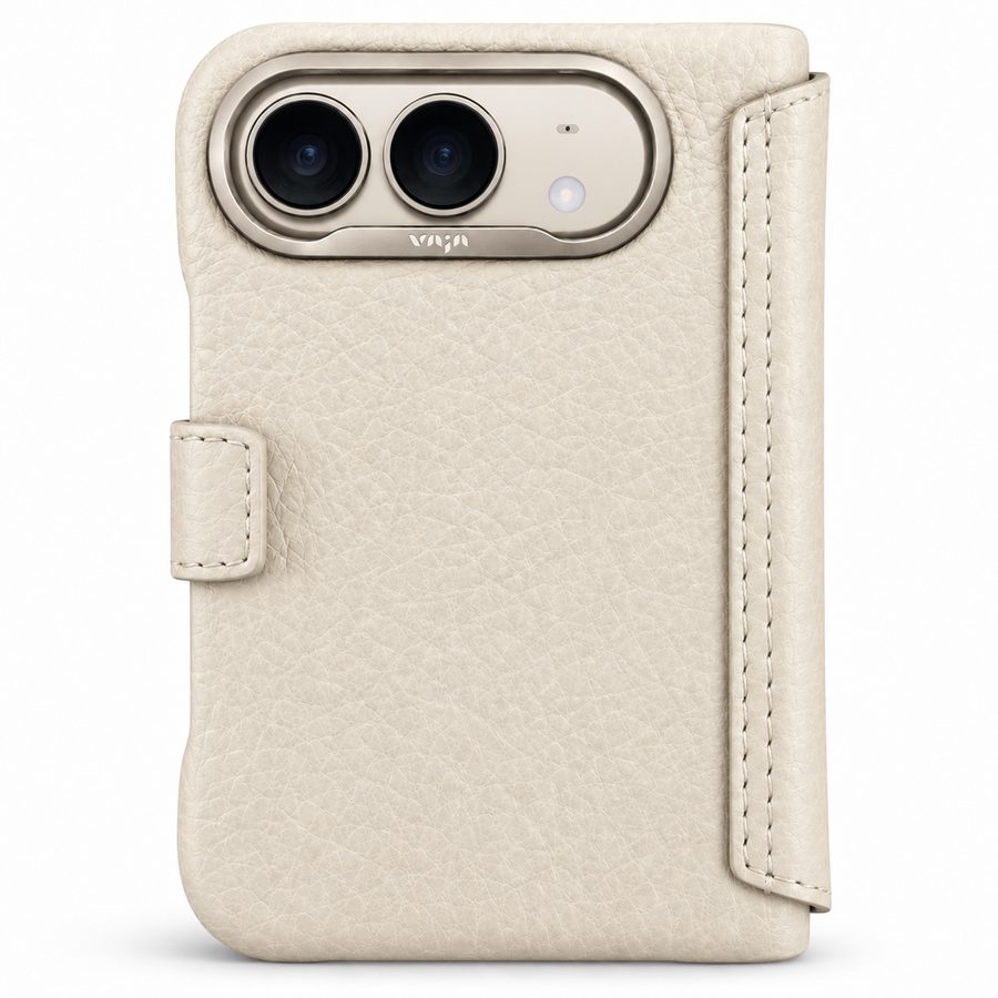 Folio iPhone Duo Leather Case in Floater Latte - Vaja