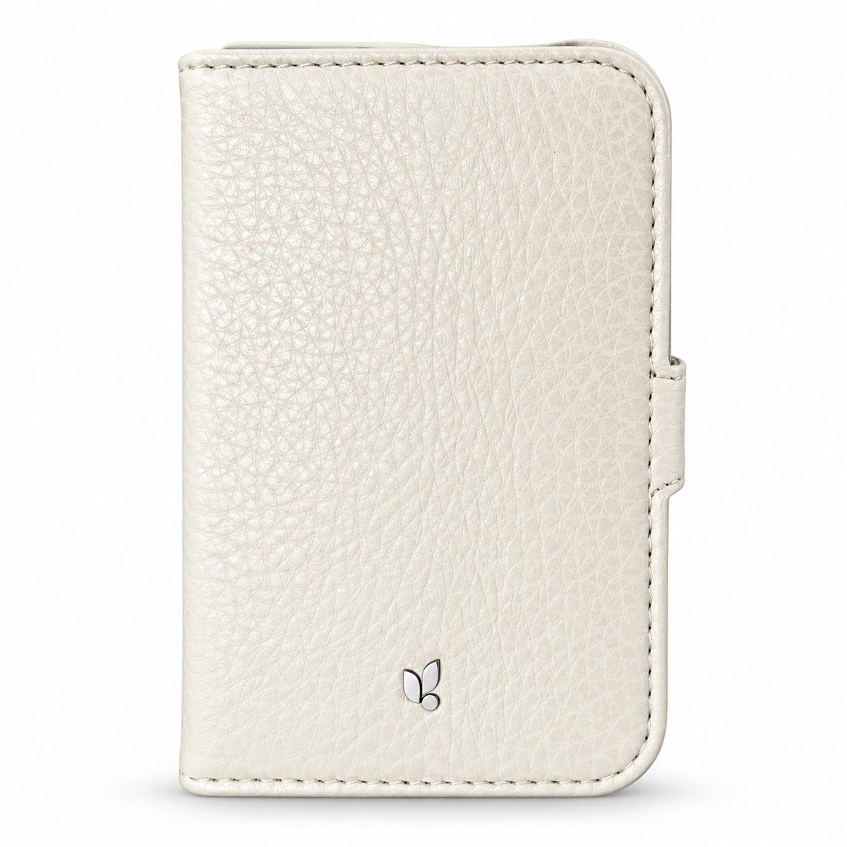 Wallet iPhone Duo Leather Case in Floater Latte, front view - Vaja