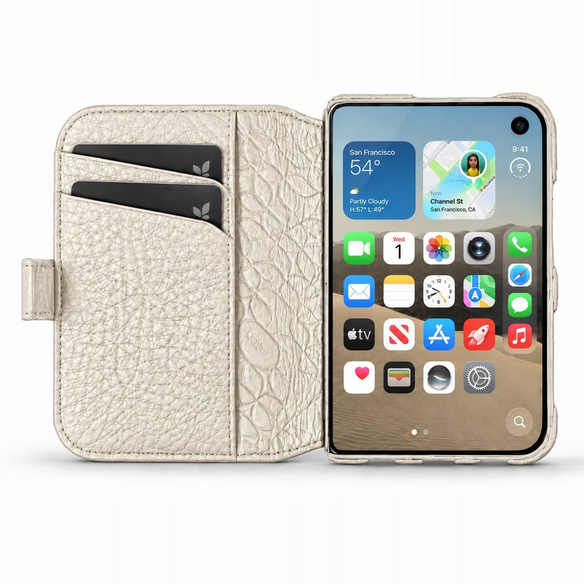 Wallet iPhone Duo Leather Case in Floater Black - Vaja