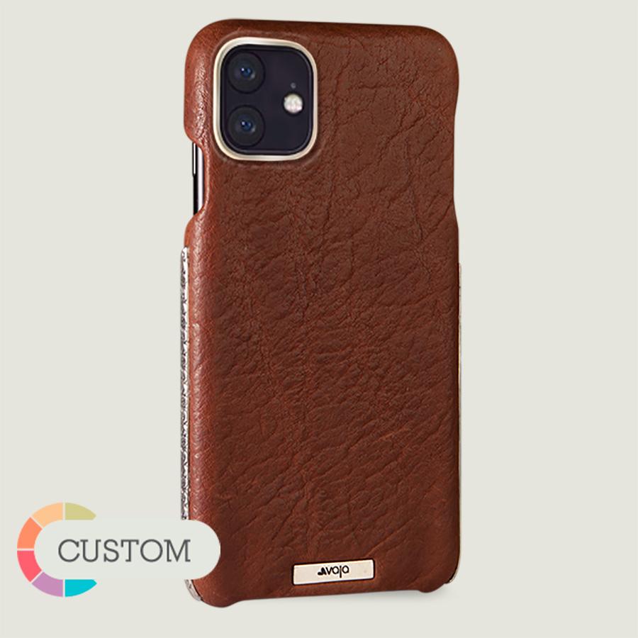 Customizable Silver Grip iPhone 11 leather case - Vaja