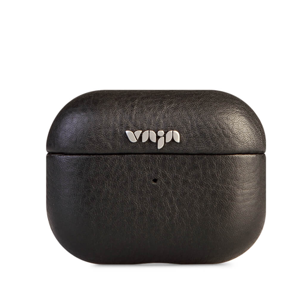 AirPods Pro 2 Leather Case 2nd Gen Black front - Vaja