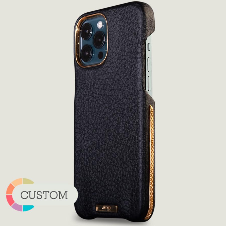 Customizable Gold iPhone 12 Pro Max Grip Leather Case - Vaja