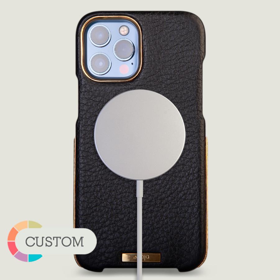 Customizable Gold iPhone 12 Pro Max Grip Leather Case - Vaja