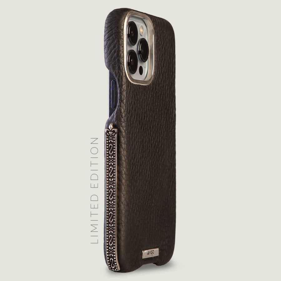 Silver Royal Grip iPhone 13 Pro Max leather case with MagSafe - Vaja