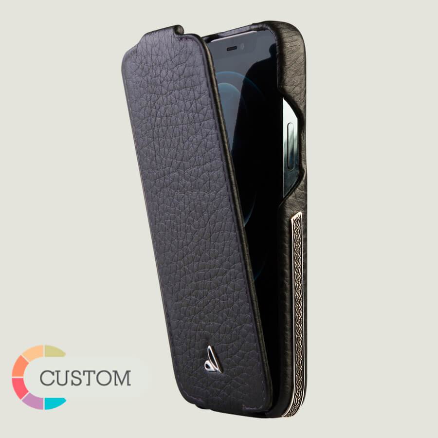 Customizable Silver Top iPhone 12 & 12 Pro leather case with MagSafe - Vaja