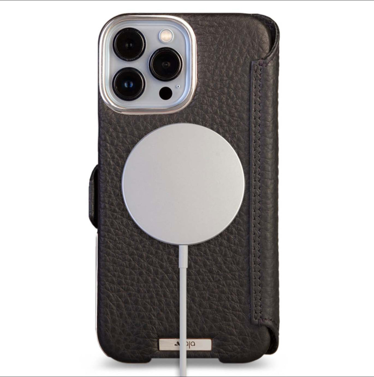 Customizable Silver Wallet iPhone 13 Pro Max Leather Case with MagSafe