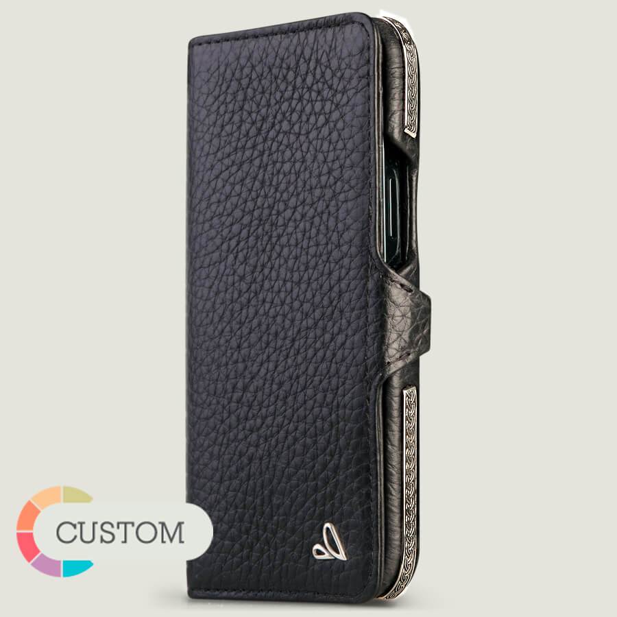 Customizable Silver Wallet iPhone 12 Pro Max Leather Case - Vaja