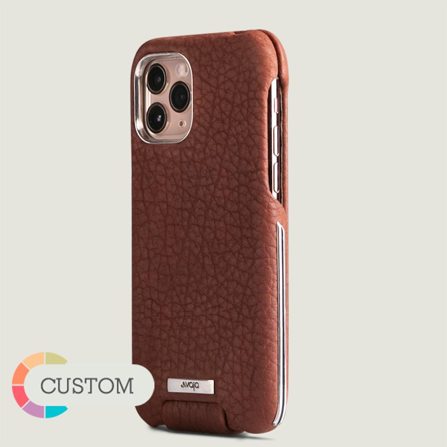 Customizable Top Silver iPhone 11 Pro leather case - Vaja