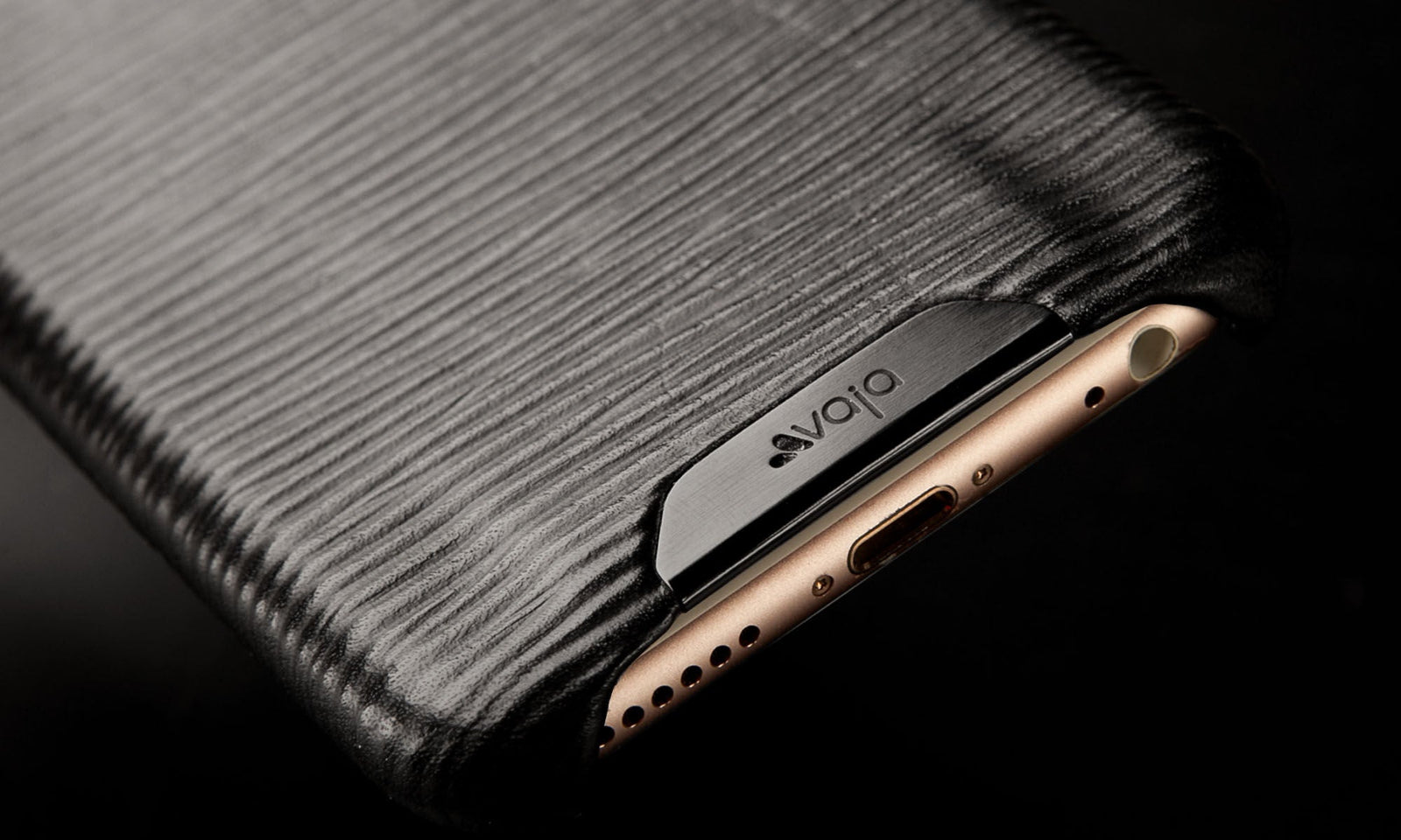 iPhone 6/6s Plus Grip Legno Nero Premium Leather Case