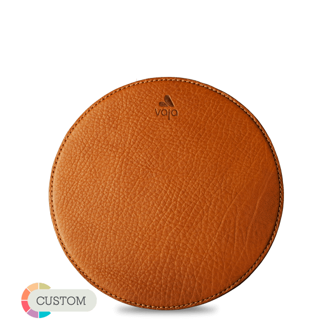 Custom Leather Round Mouse Pad - Vaja
