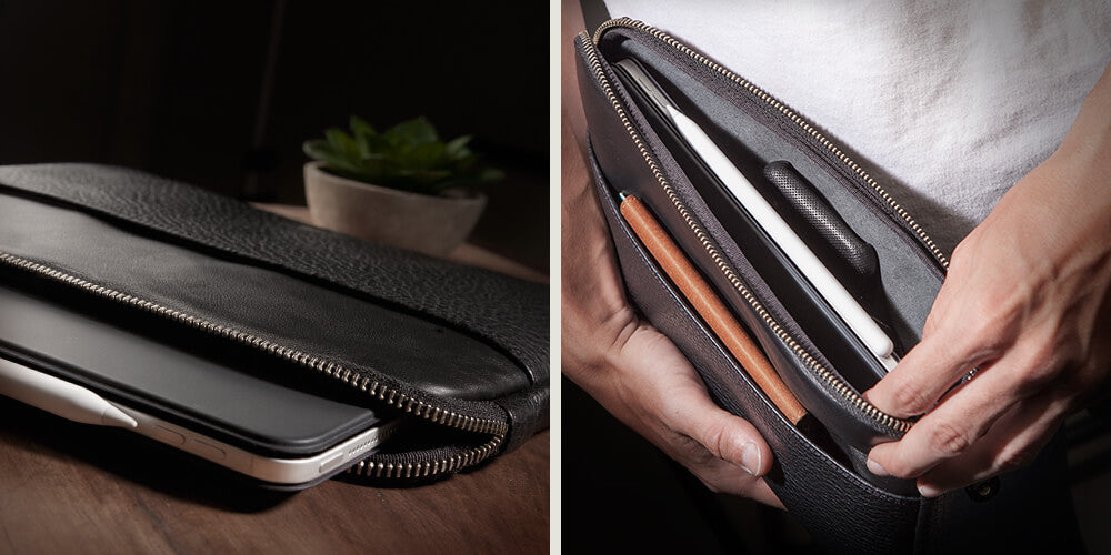 iPad Air and iPad Pro 11&quot; Zippered Leather Pouch